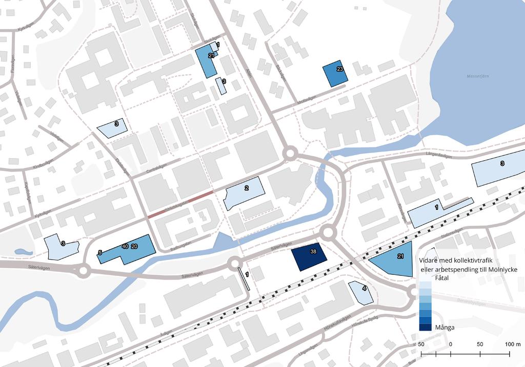 4.6.4 Trolig parkering för arbetande/ utpendlare De parkeringsytor som troligen används mest av arbetande i Mölnlycke eller pendlare ut från Mölnlycke är parkeringen utanför Mölnlycke station,