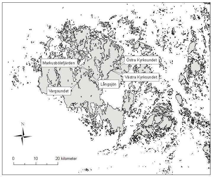 4 2 Undersökningsområden Sjöarnas morfologiska parametrar presenteras i tab. 1 och deras geografiska läge framgår av fig.1. Figur 1.