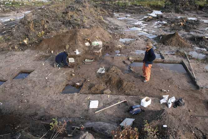 A1450 Figur 17. Inom boplatsen framstod en cirka 40 kvadratmeter stor yta som särskilt fyndintensiv.