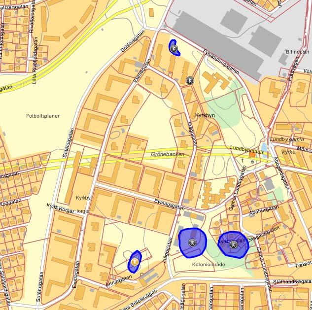 Fornlämningar och kulturhistoria Inom planområdena finns inga kända fornlämningar. Området vid och kring Kyrkbytorget innefattas av bevarandeprogrammet för Göteborg.