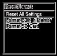 Återställa alla menyinställningar till standardvärde (Reset All Settings) Du kan återställa alla menyinställningar till standardvärde bortsett från följande: Klockinställningar (Date&Time)