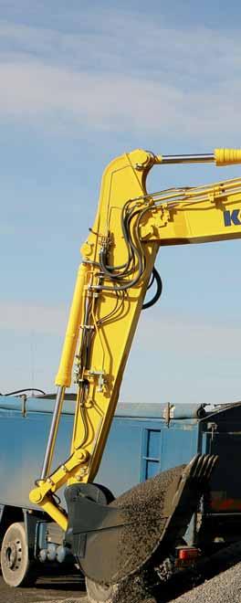 Kraftfull och miljövänlig Lågförbrukande ecot3-motor Komatsu SAA6D107E-1-motorn erbjuder stort vridmoment, bättre prestation vid låg hastighet och liten bränsleförbrukning.
