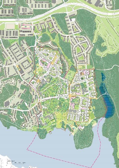 Verksamheten inom området utgörs idag av bostäder, stiftelsens vårdverksamhet och högskola. Området har höga natur- och kulturvärden. Figur 1.