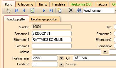 Kundnr och personnr som identifikation men vi har valt att ge