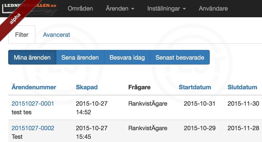 Manualer Jonas Rankvist Öppen 2016 06 27 M1 36(51) Tanken med snabbfiltrena är att ge en enklare och mer överskådlig blick över de inkomna ärendena.