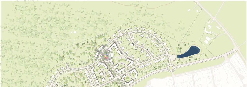 2 FÖRUTSÄTTNINGAR 2.1 PLANERAD UTBYGGNAD Detaljplanen möjliggör en utbyggnad av cirka 400 bostäder, såväl villor som gruppbyggda hus och flerfamiljshus.