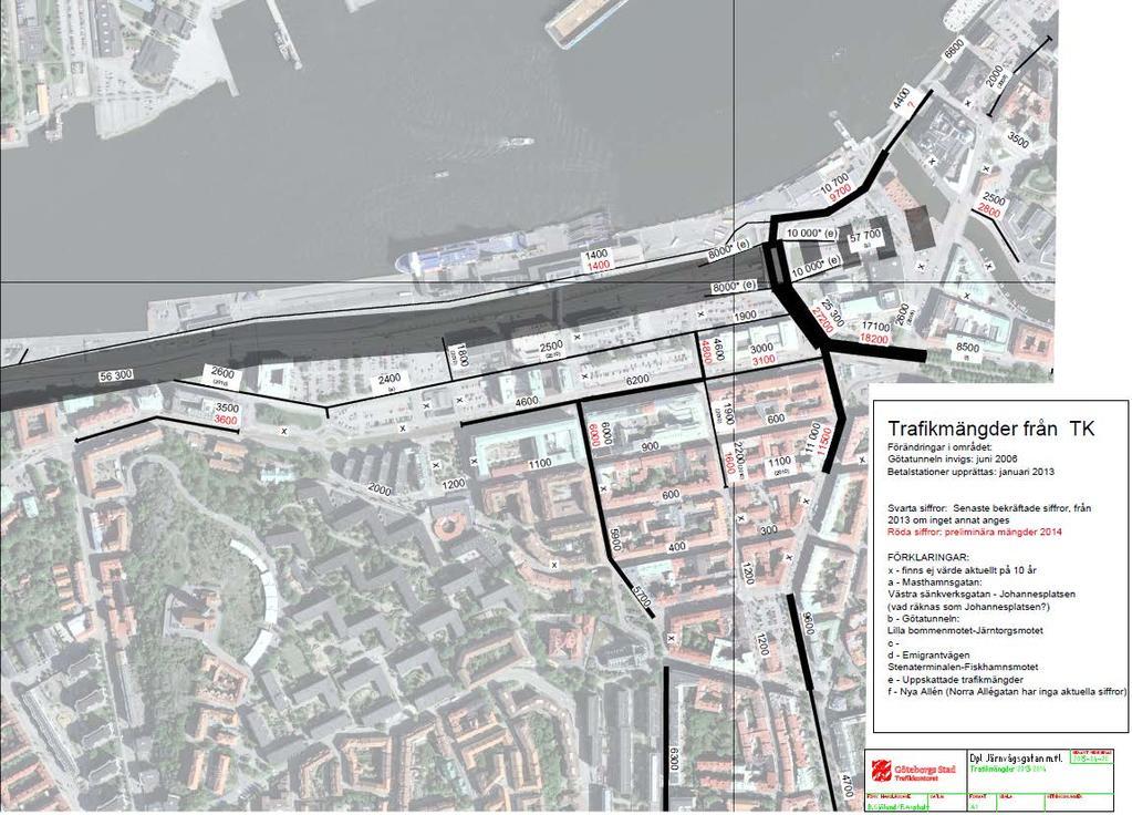 Figur: Trafikmängder per dygn 2013, uppmätta värden.
