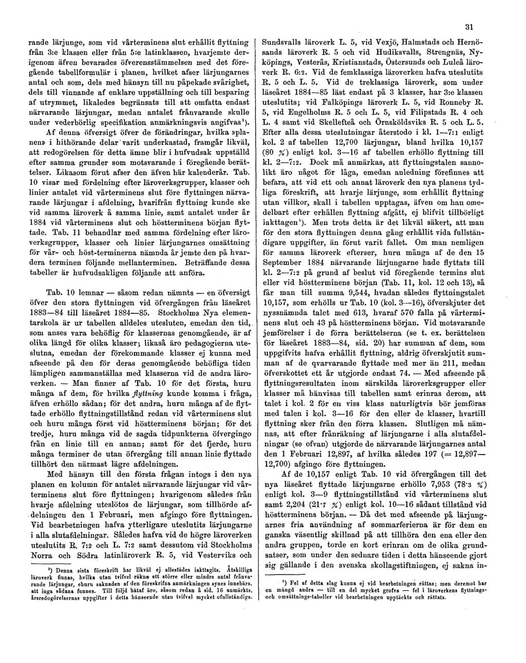 31 rande lärjunge, som vid vårterminens slut erhållit flyttning från 3:e klassen eller från 5:e latinklassen, hvarjemte derigenom äfven bevarades öfverensstämmelsen med det föregående tabellformulär