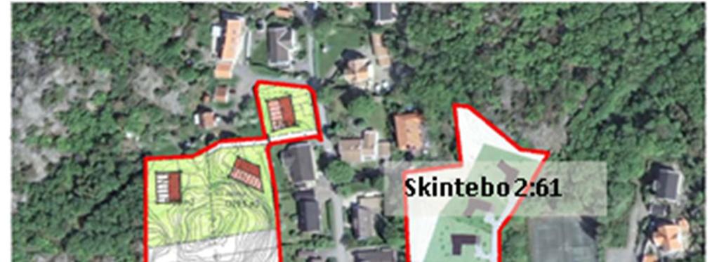 3. Befintliga förhållanden 3.1 Områdets avgränsning och topografi Utredningen omfattar två områden, Skintebo 2:47-48 och Skintebo 2:61, som omfattar totalt cirka 0,9 ha.