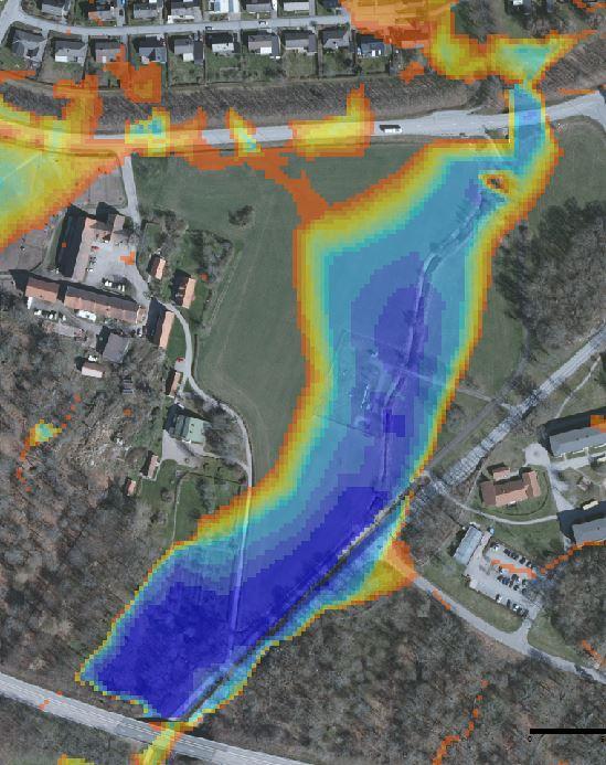 vattnet vid Afvelsgärde utan att förvärra situationen för några byggnader eller infrastruktur.