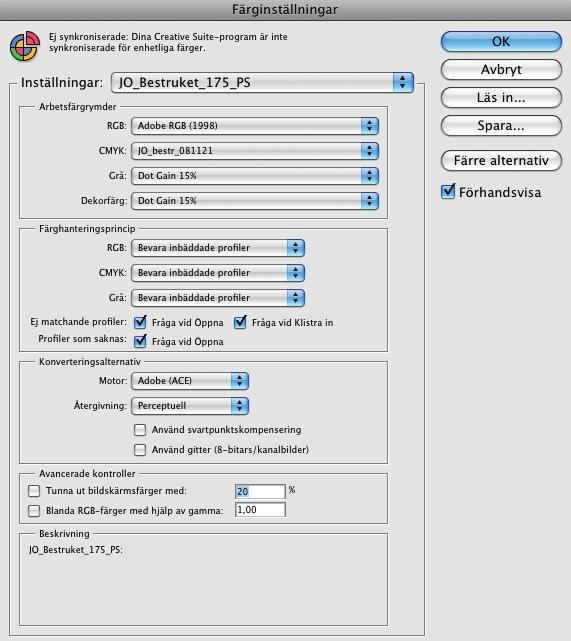 Efter byte och kontroll av ljusrören ska detta dokumenteras genom signatur på uppsatt lista i betrakningsrummet. Ansvarig för byte samt mätning med spektrofotometer av ljusrör är prepresschefen. 4.1.