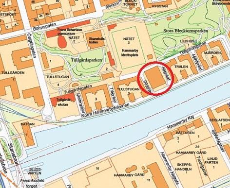 Sida 4 (12) Planområdet och dess närområde. Planområdets läge är markerat med en röd cirkel.