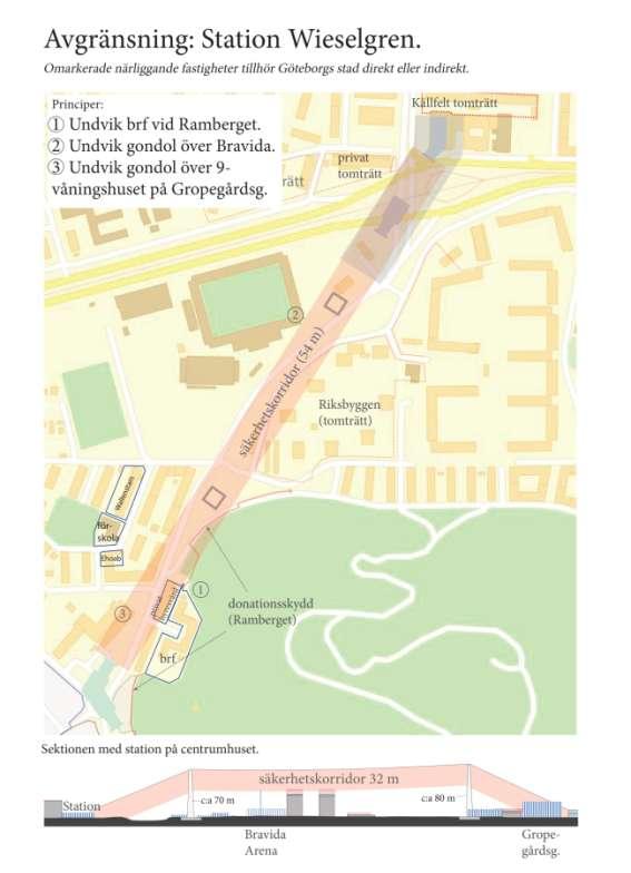 Karta med förslag till detaljplaneområde vid Wieselgrensplatsen