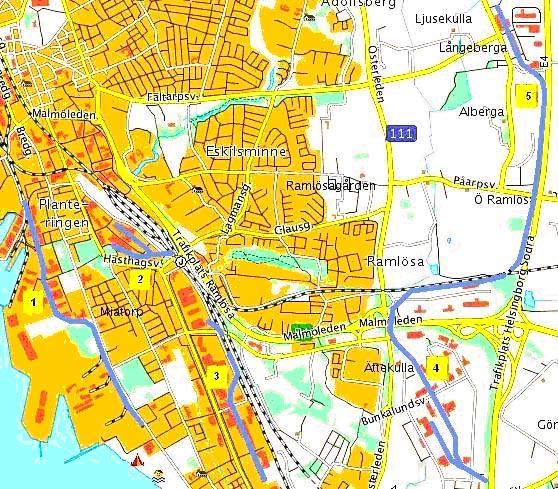 Bilaga 1 Bild nedan visar respektive spårområdes geografiska läge. 1. Spårområde Södra industrispåret 2.