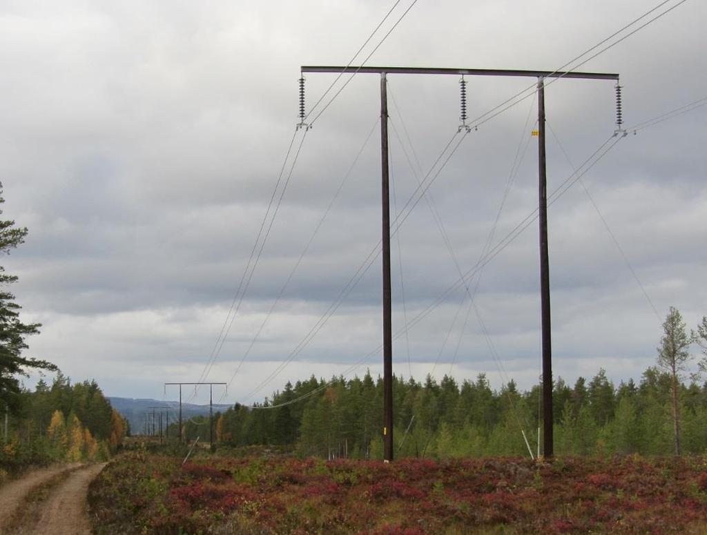 bestyckad med tre fasledare typ duplex (två ledare per fas) FeAl (Ståltrådsförstärkt aluminiumlina), se figur 2. Ledningen är uppförd 1957.