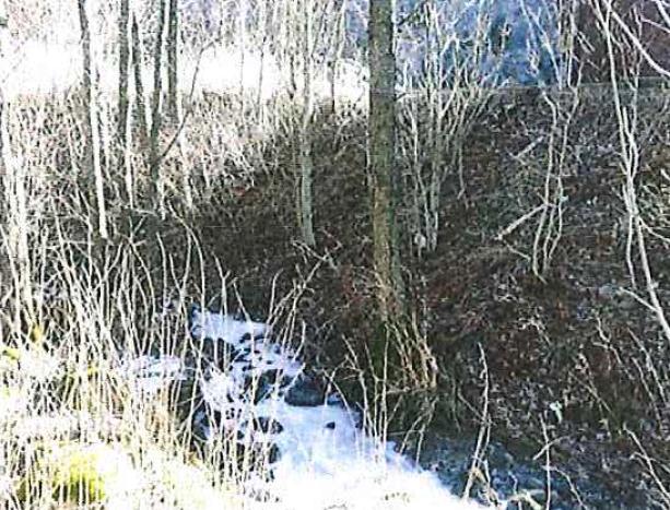 Väster om Gårviksvägen finns ett mindre vattendrag som rinner i nord-sydlig riktning ner mot
