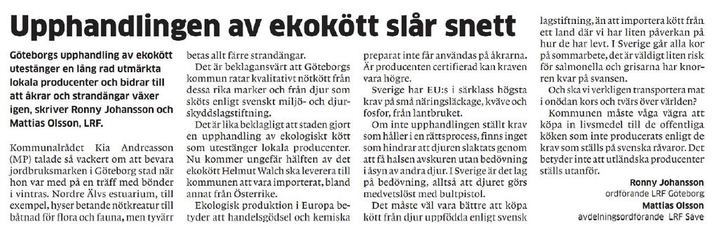Miljö, nyckeltal Nyckeltal Totalt Extrapolerade siffror* Antal artiklar/programinslag 103 449 Antal lästillfällen per invånare i Göteborgs Stad 36 159 Andel publicitet med namngiven talesperson 59% -