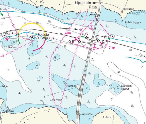 Nr 40 6 Sweden. Lake Mälaren. Hjulstabron. Depth. Position: 57-31,921N 17-00,335E shoal, 7,2 m A 7,2 m shoal exists in given position.