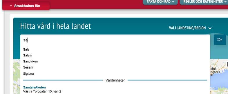 Figur 23 Visar exakta sökordsförslag (tre första) samt två sökordsförslag 10.12. Varför syns inte mitt kontaktkort när man söker på innehåll som finns under Utbudsfliken?