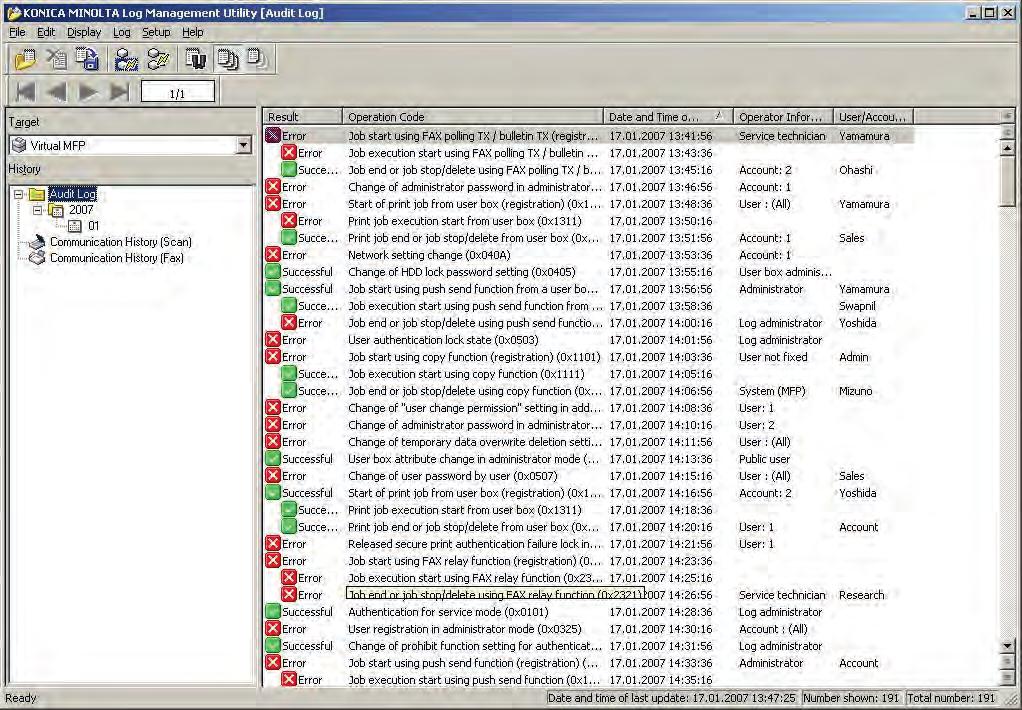 För automatisering av nedladdning av händelseloggar, kan PageScope Log Management Utility användas för att övervaka multifunktionsmaskiner i nätverket.