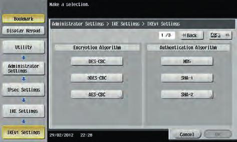 IPsec-protokollet kan programmeras via IKE-inställningarna. Upp till fyra grupper med IPsec-/IKE-inställningar kan lagras.
