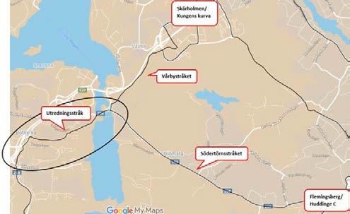 NULÄGESBESKRIVNING Längs stråket saknas idag en tydlig cykelkoppling vilket innebär att cyklister har svårt att ta sig mellan de regionala cykelstråken Hallundastråket och