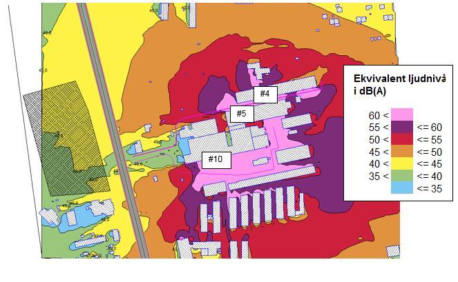 6 Möjligheter att klara riktvärden KP1 får sina största ljudbidrag från källa 4 (Processfläkt byggnad 17) och källa 5 (Allmänfiltrer byggnad 15).