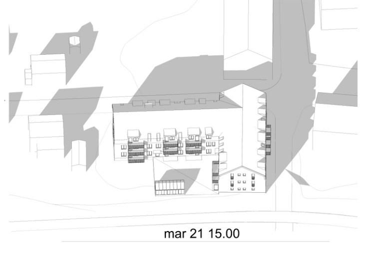 Sida 25 (28) Solstudie som visar skuggning på intilliggande flerbostadshus 21 mars kl 15.00.