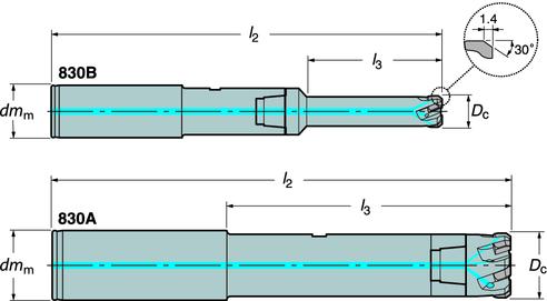 ROT - SW Brotsch 830 för finbearbetning av genomgående hål Brotsch 830 UPPBORRNIN ör håldiameter 10,00 31,75 mm (0,3937 1,250 tum) Max.