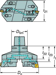 Adapter mm (tum) Skärtyp 1) Dc min max. Kopplingsstorlek Ställvinkel Ställvinkel ISO ANSI ic Beställningskod Beställningskod Beställningskod 150 200 C8 90 0 TN 22 TN...43 1/2 PTNL 20CA-22 R391.