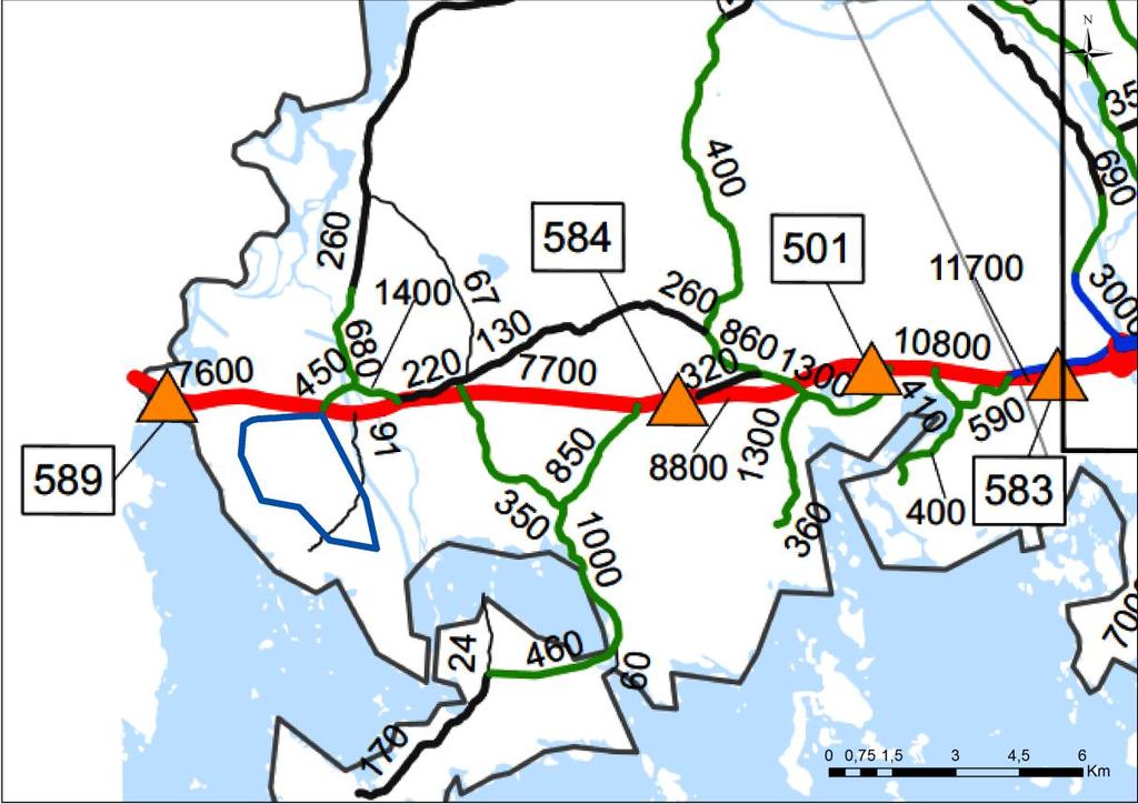 FCG DESIGN OCH PLANERING AB Planbeskrivning, utkast 5 (49) 4.4 Trafik Stommen i trafiknätet på området bildas av riksväg 7 som löper i kustriktningen, norr om planområdet.