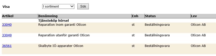 Klicka på för att komma till orderraderna. E Klicka på Sök artikel i högermenyn.