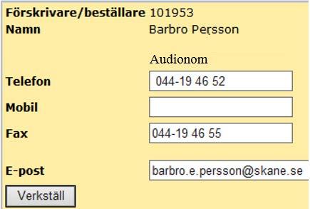 Fyll i: Telefon Fax samt E-post Klicka på Stäng med Följande länkar används av hörsel: 6.1 6.2 6.3 6.4 7.