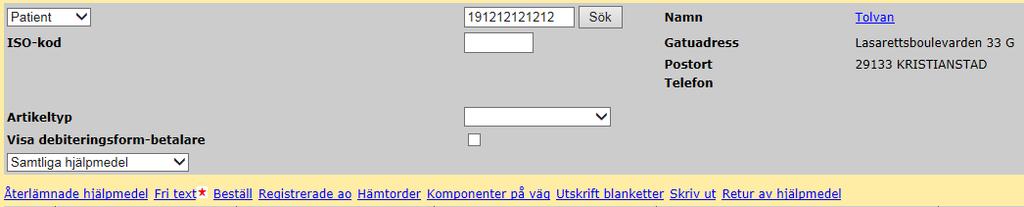 Väljer du exporteras information om Patientens / Vårdenhetens hjälpmedel och uppgifter ut i ett Word-dokument! 1.