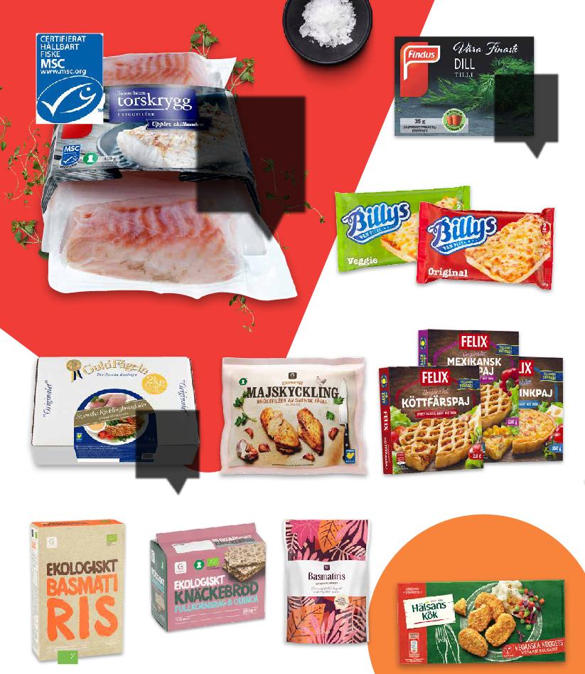 64 90 SPARA 15:00 FRYSTA ÖRTER FINDUS 30-40g Flera olika sorter Jämförpris 125:00-166:67 kr/kg Max 10 köp/hushåll 5 00 SPARA 1:50-2:90 TORSKRYGG FINDUS 450g Djupfryst Jämförpris 144:22 kr/kg PAN