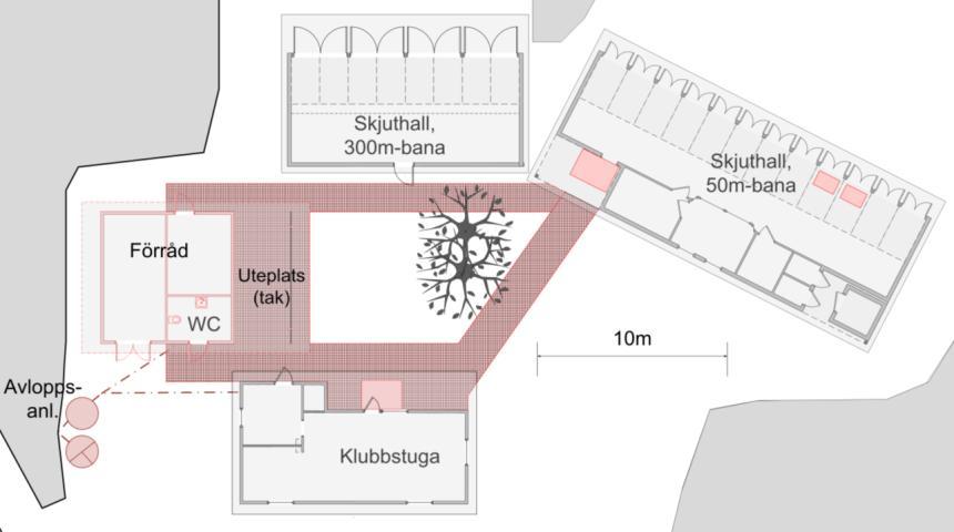 handikappanpassad toalett/dusch, anlägga enskilt avlopp med tillhörande installationer, skapa en större gemensamhetsyta under skärmtak samt förbättra gångytorna mellan husen.