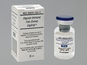 Digifab Omedelbart livshotande cirkulationspåverkan Inj Digifab 160 mg på 2-5 min + Inf Digifab 80 mg på en timme + Inf Digifab 80 mg