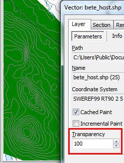 3. Under fliken Layer kan man t.ex. ändra Transparency stegvis för genomskinlighet.