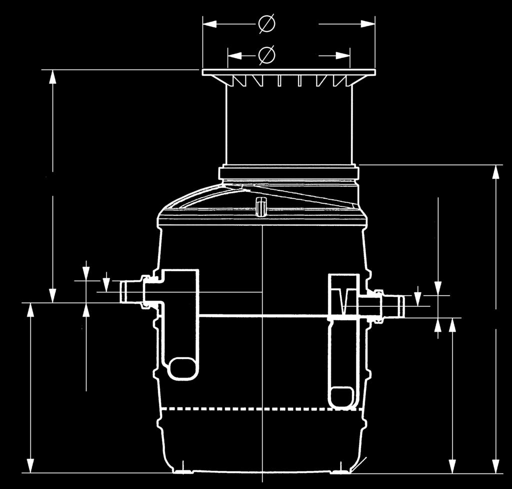 93004/120D + 915880D Måttritning Inlopp D Utlopp D = installationsdjup OD = ytterdiameter NS 1 2