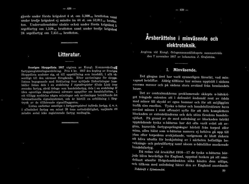Sveriges skeppsista 1917 utgiven av Kung. Kommerskogii fartygsregistreringsavcening. Pris 4 kr. 1917 års.årgång a Svengs Skeppsista ansuter sig, så ti uppstäning som. m.nehå,.