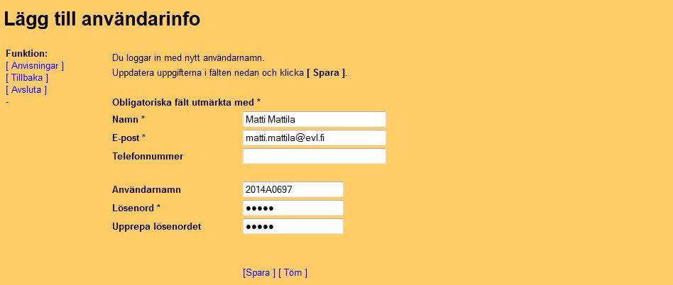 Bruksanvisning för SelainPesti 2/9 2. Registrering Skriv in namn, e-postadress och telefonnummer Välj ett lösenord och anteckna det för dig själv.