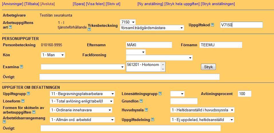 Bruksanvisning för SelainPesti 3/9 Information om personen och uppgiften Kontrollera, komplettera och korrigera uppgifterna.