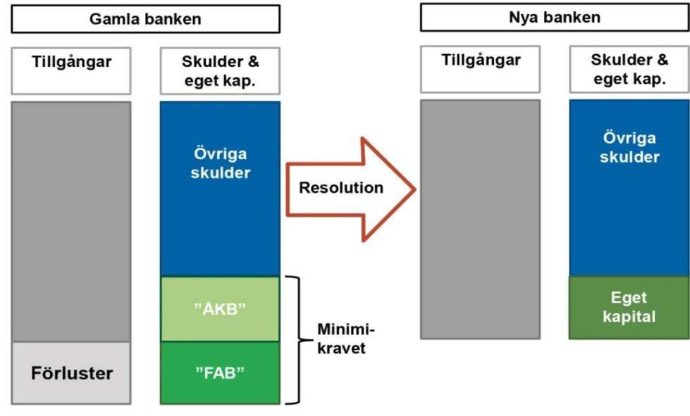 Figur 2. Schematisk beskrivning av skuldnedskrivning och konvertering Anm.