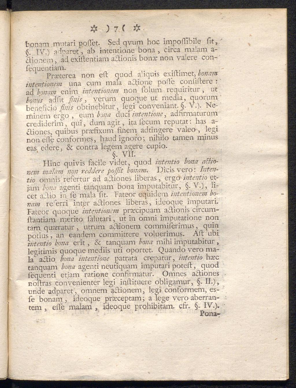 # ) 7 ( fconam mutari pofiet. Sed qvum hoc imppfiibile fit,. ίv.) adparetab mteiltiåne bana, Circa maiam a«äionem, ad exiflentiam actionis bonar no 11 valere confequentiam.