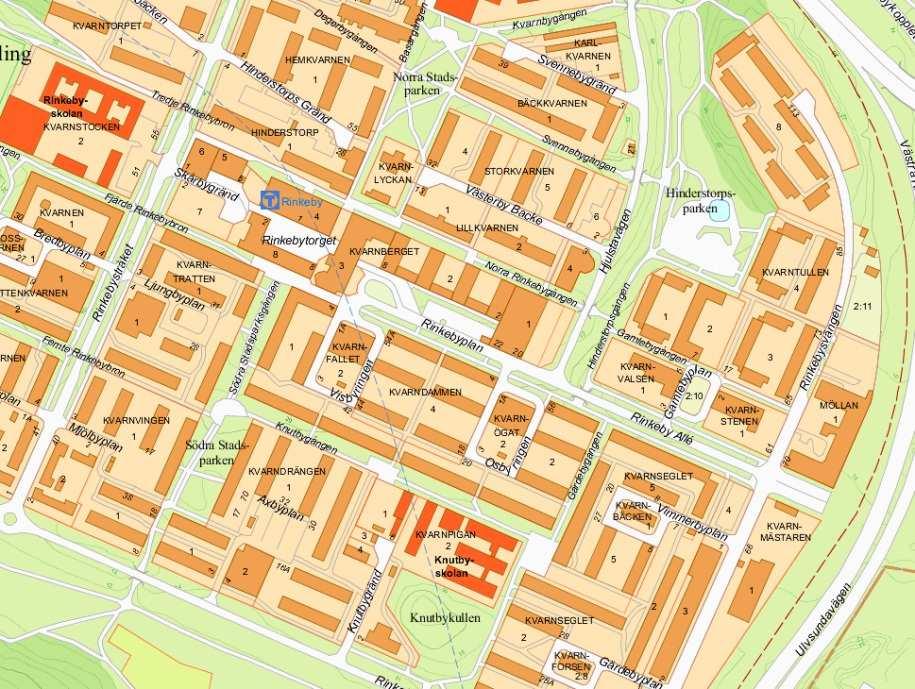 Sida 2 (7) Rinkeby. Ungefärligt planområde inom röd markering Syfte Syftet med detaljplanen är att möjliggöra ett bostadshus med 54 vård- och omsorgsboendeplatser samt sex LSS-bostäder.