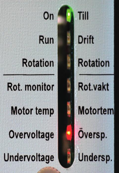 termokontakten i motorn har löst ut på grund av för hög lindningstemperatur i motorn Trolig felorsak: Rotorn går