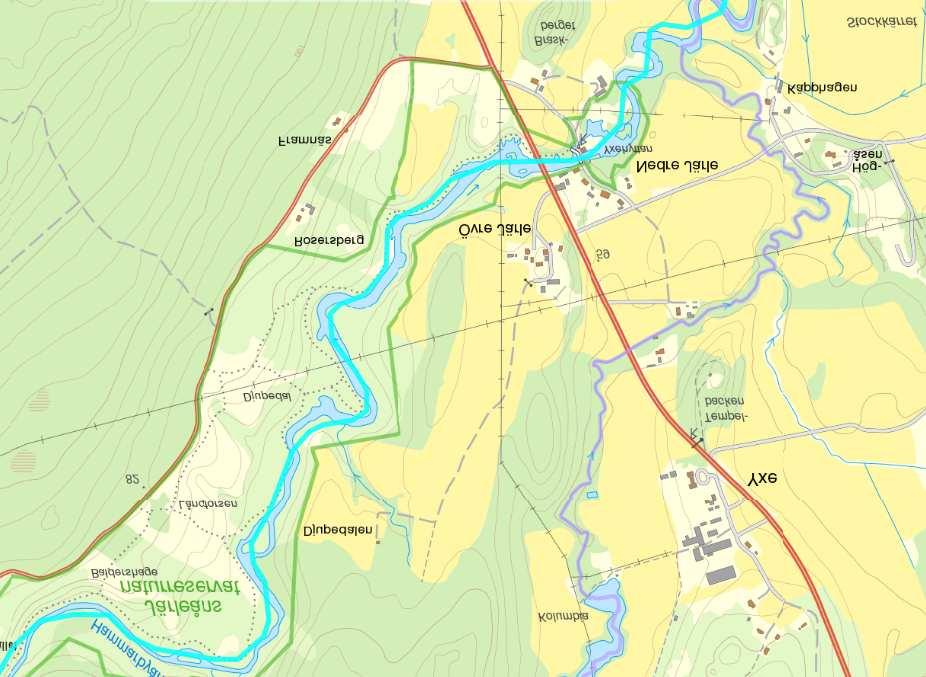 9 (72) Figur 2. Detaljkarta Järle kvarn (pilmarkering). Källa: Lantmäteriet Längs ån finns flera dammanläggningar, varav Järle kvarn är den tredje räknat från utloppet i Väringen.
