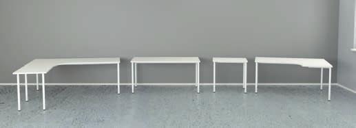 550 kr Hörnskrivbord Ben i vitt, silver eller svart.evereras delvis monterat. Skrivbordsskiva 5 mm.