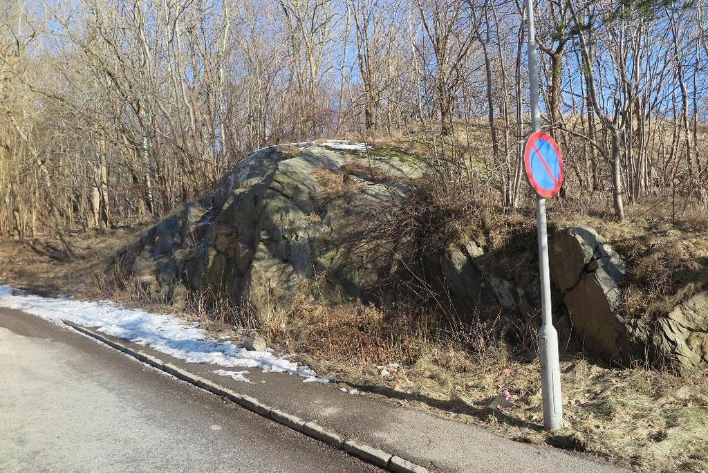 UPPDRAGSNAMN Bergbesiktning Fältspatsgatan, Göteborg Figur 19. Slänten mellan parkområdet och Fältspatsgatan. 6.