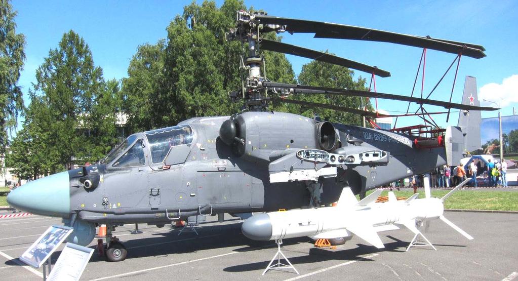 Marin attackhelikopter Ka-52K Katran från Kamov (Ryssland) Den ryska helikoptertillverkaren Kamov visade upp den marina versionen av attackhelikoptern Ka-52, benämnd Ka-52K Katran, på mässorna MAKS